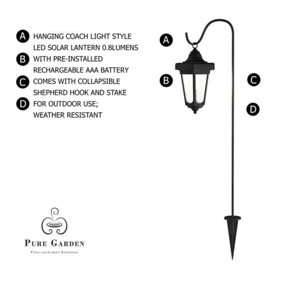 Solar-Powered Outdoor Lights - Set of 2 Weather Resistant Hanging LED Lights - Picture 12 of 16
